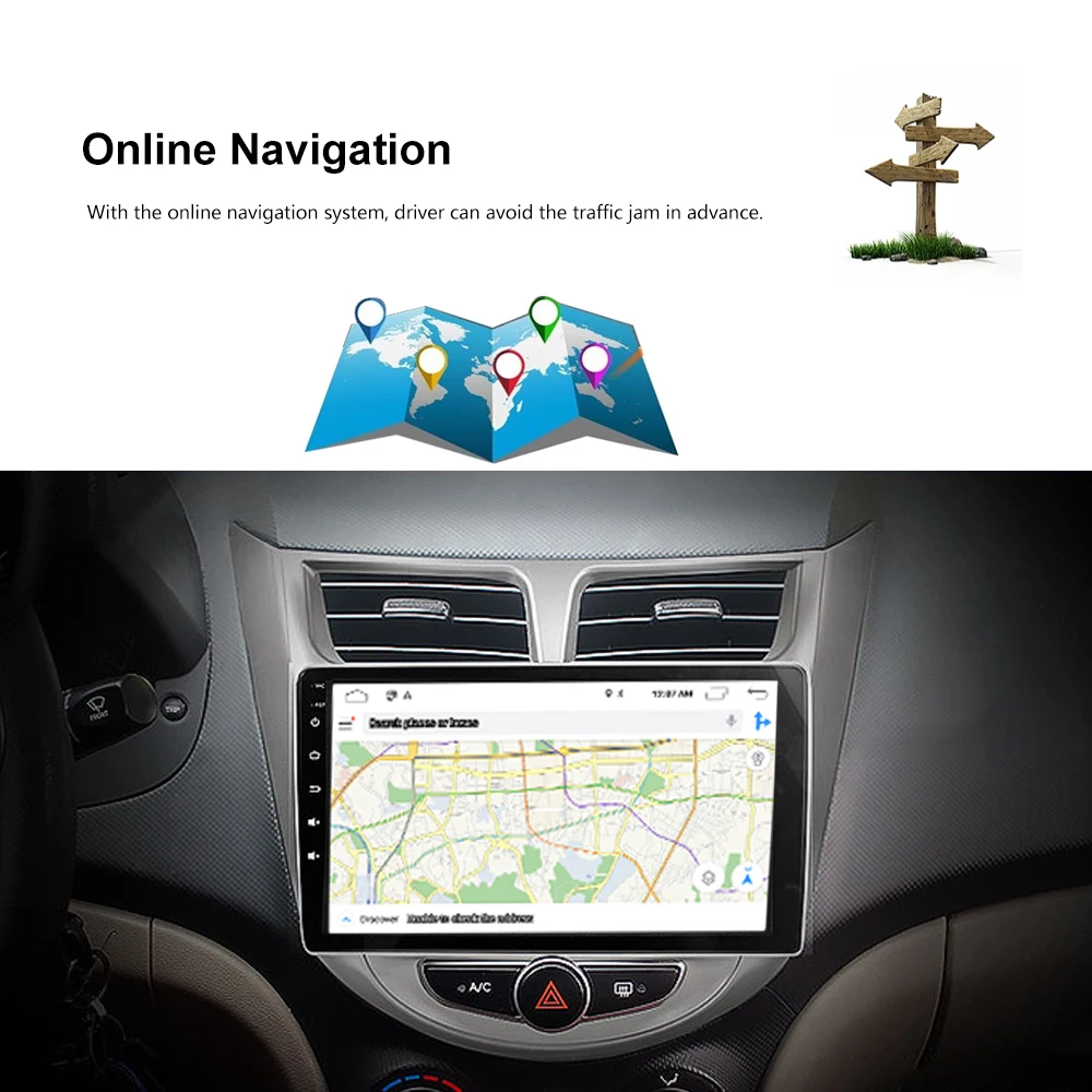Clearance 2din Android  9"  Car Radio StereoMultimedia Video Player Navigation GPS For solaris Hyundai 1 2 Accent Verna sedan 2010--2016 5