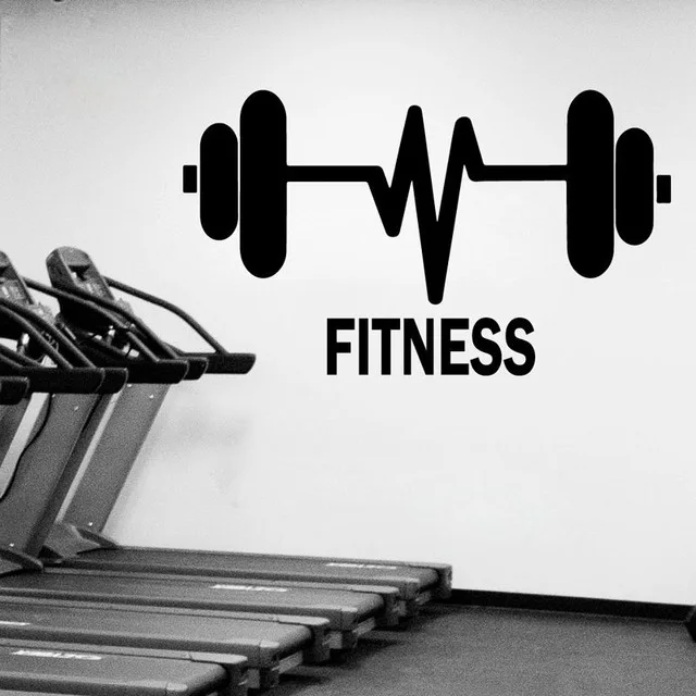 

Free Shipping Weightlifting Barbells Fitness Gymnasium Gym Sport Vinyl Wall Sticker Decal Home custom name Personalized boys gif