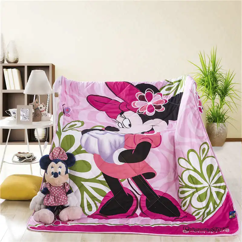Милое одеяло с Минни Маус для девочек, покрывало для кровати, покрывало для кровати, покрывало из хлопка, тонкое одеяло - Цвет: Pink minnie mouse