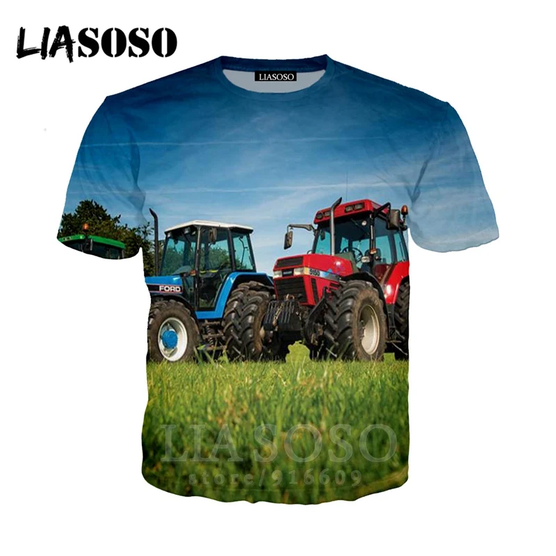 Модная футболка с 3D-принтом «Трактор», «хип-хоп», для мужчин/wo мужчин, забавный детский топ с рисунком автомобиля, уличная одежда, Футболка Harajuku, рубашки с короткими рукавами, E819