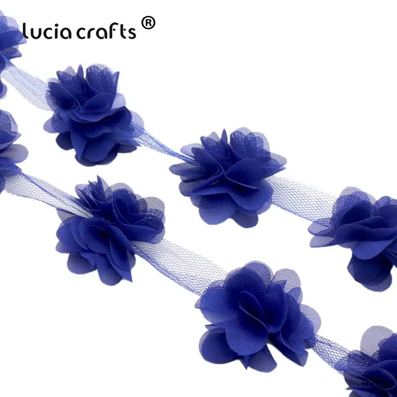 Lucia crafts ПРИБЛИЗИТЕЛЬНО 5,5 см 3D шифон цветы кружево отделка шитье поставки платье украшение кружевная ткань аппликация V0401