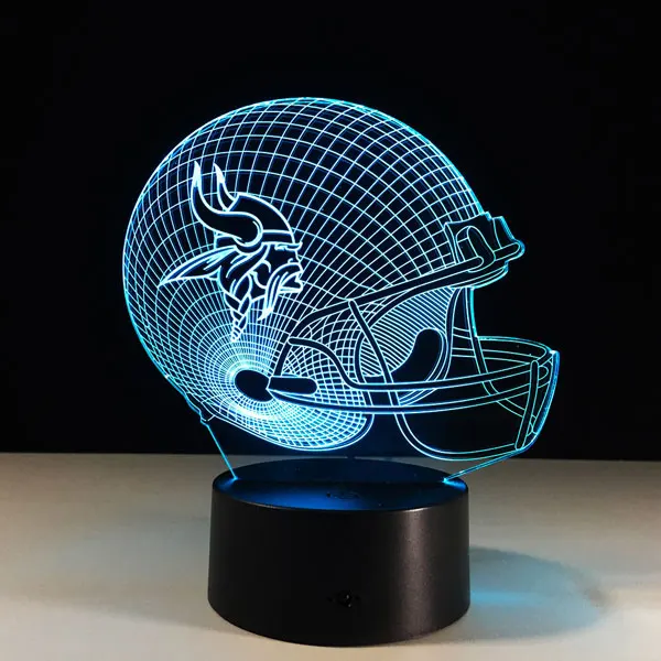 New 3D LED Minnesota Illusion Football Helmet Night Light 