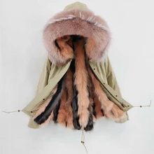 Зимняя женская парка Длинное женское пальто Подклад мех лисы Теплая куртка с капюшоном Новая коллекция дизайнер