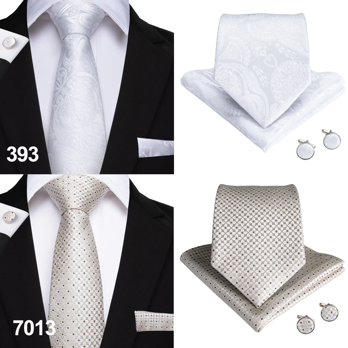 DiBanGu дизайнерские 18 цветов белые Серебристые мужские галстуки Hanky запонки набор шелковых галстуков для мужчин свадебные вечерние деловые мужские галстуки