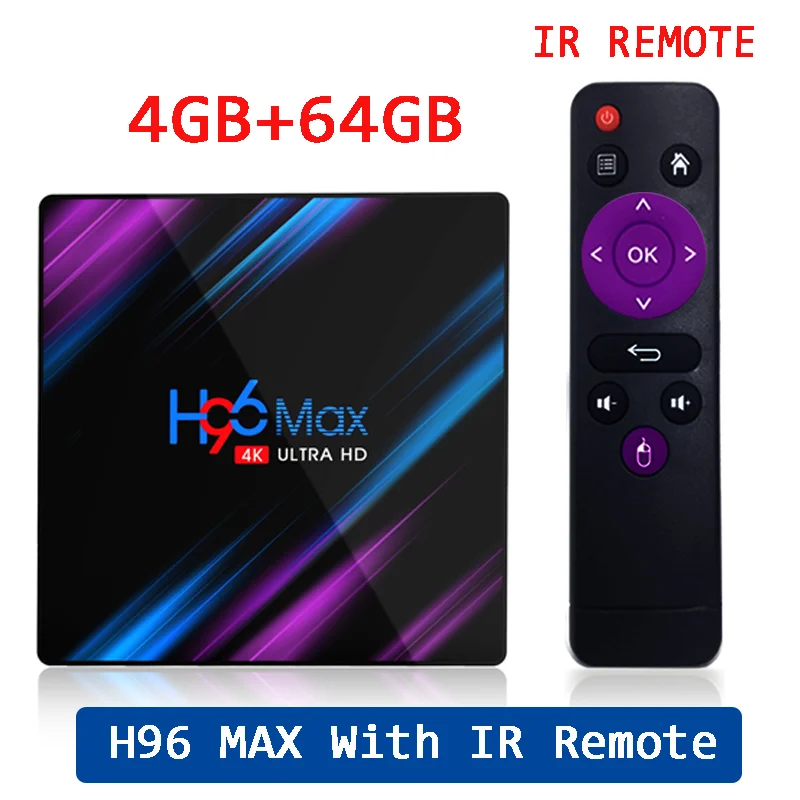 H96 MAX 9,0 Android tv Box Rockchip RK3318 4 Гб ОЗУ 64 Гб H.265 4K голосовой помощник Google Netflix Youtube 2G 16G медиаплеер - Цвет: 4GB  64GB