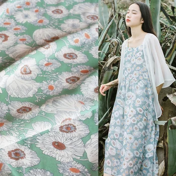 

145cm printed fabric meter micro-perspective chiffon fabric material drape scarf shirt dress polyester fabric child fabrics