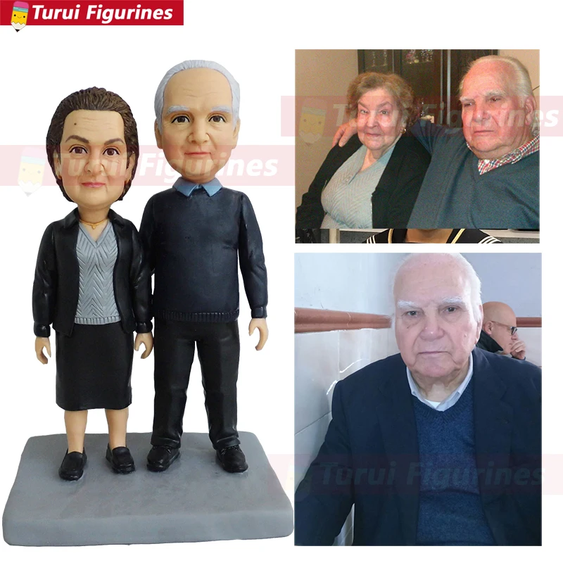 

photo to figurine custom bobblehead dolls grandparent real face doll mini statue A present for my grandparents personalized cus