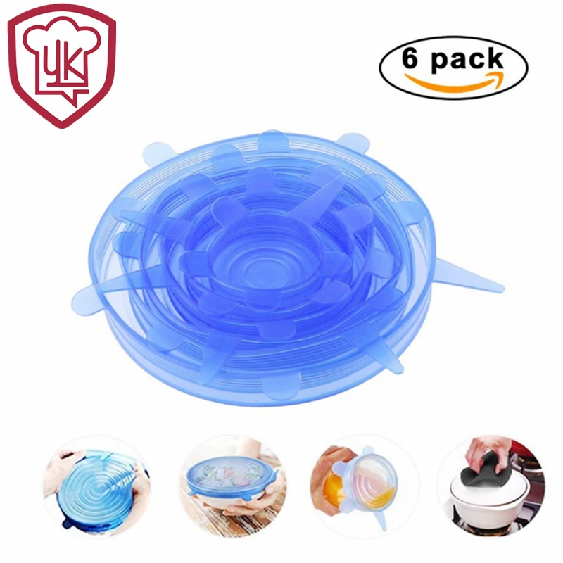 

Drop Shipping 6Pcs 100% Food Grade Universal Silicone Stretch Lids Silicone Food Cover Keep Food Fresh Free Shipping