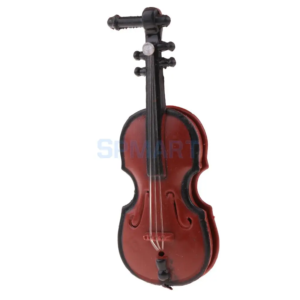 1/12 Dolls House Miniature Plastic Violin Musical Instrument Model Figures Display Decor Figures Toy Dolls Accessory Kids Gift