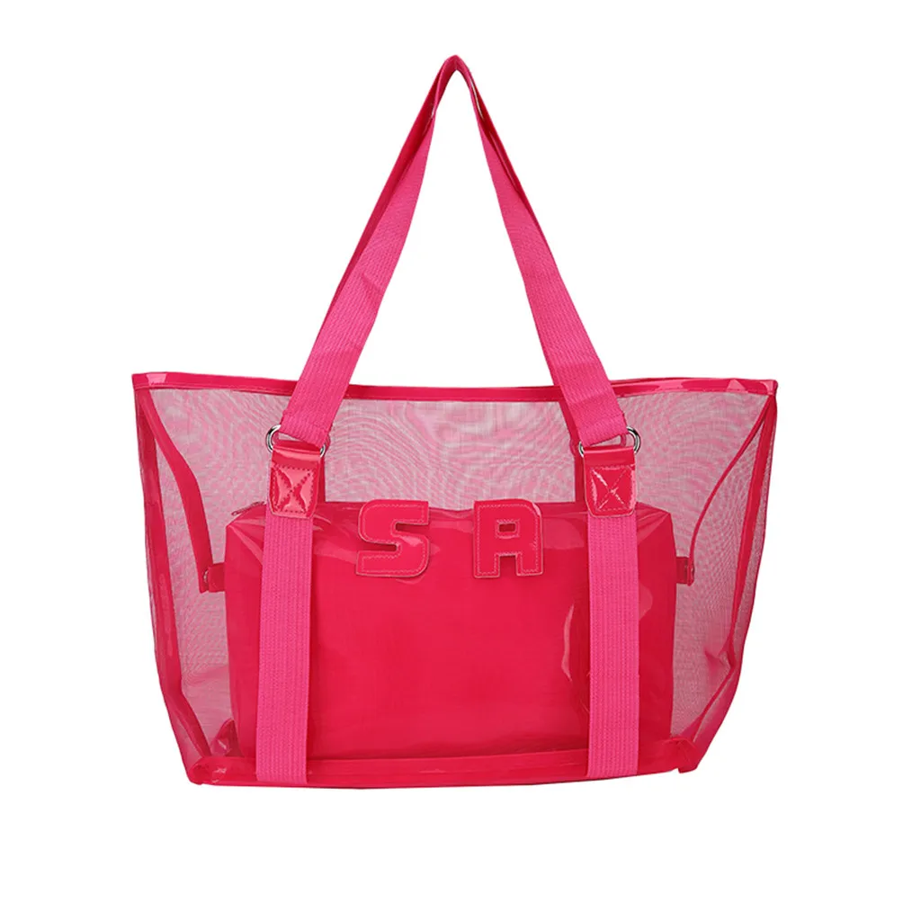 Aelicy, женские прозрачные нейлоновые сумки на плечо, большая вместительность, Travle Softback, одноцветная сумка, внутренний карман на молнии, пляжная сумка для женщин