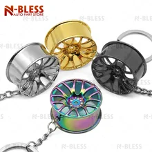 1pc Racing Wheel Rim Zinc Alloy Keychain Car Wheel Rim Key Chain Keyring Men Charming Purse Bag Hanging Pendant