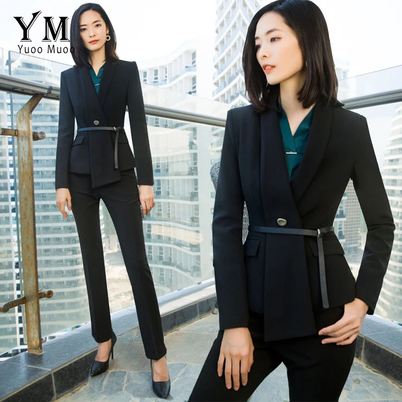 

YuooMuoo New High Quality Suit Women Plus Size 5XL Blazer Set Elegant Black Business Pant Suit Ladies Office Suit Women Work Set