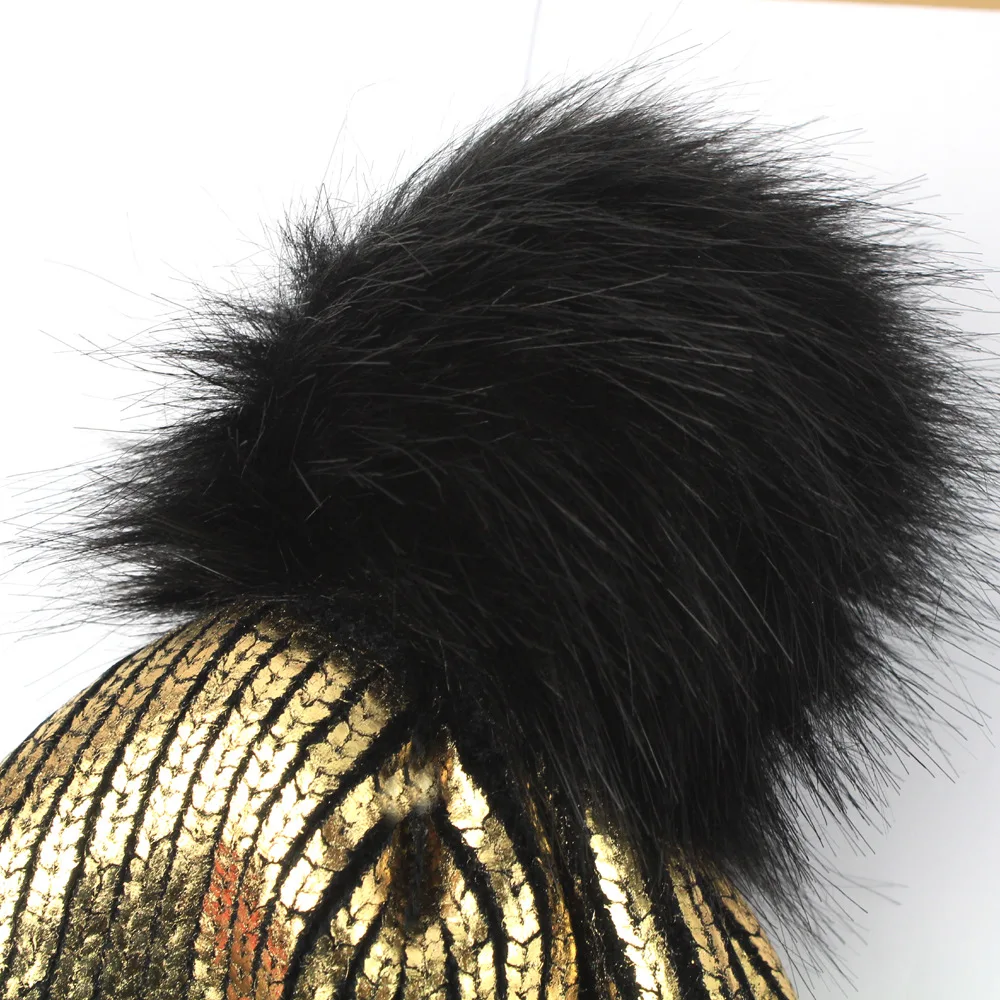 New Autumn And Winter European And American Style Women Hat Solid Color Bronzing Pinstripe Knit Hat Warm Fashion Hat HC57 (9)