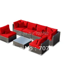 Новинка! Открытый патио 7 шт. с Секционные плетеная диван Мебель