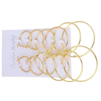 

Valentine Gift 6Pcs/Set Fashion Unisex Metal Geometric Hoop Earrings Jewelry Accessories Gifts Earrings Ring Earrings Party Jewe