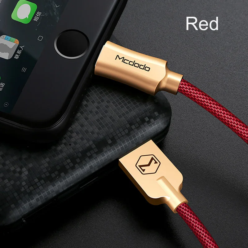 Кабель Mcdodo для iPhone IOS 11 10, быстрое зарядное устройство, Lightning-USB кабели, 1,2 м, 1,8 м, а, для iPhone 8, 7, 6, 5 X Plus, кабель для передачи данных - Цвет: Red