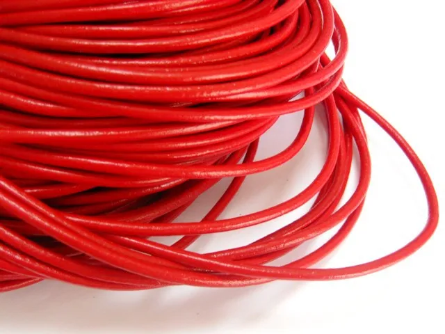 32,8 футов круглый натуральный кожаный шнур для ювелирных изделий 3 мм - Цвет: Красный