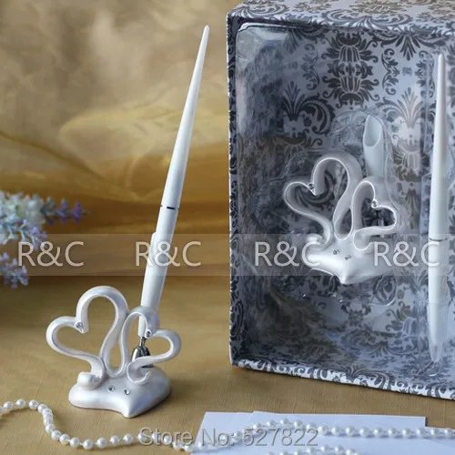 Free Shipping Double Hearts Wedding Pen Resin with Exquisite Packaging for Wedding Favors Gift Party Brithday Gift
