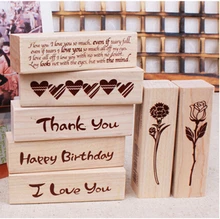 DIY New Blessing Wood Stamps I love you Happy Birthday Thank you Stamp Gift Scrapbooking Free shipping
