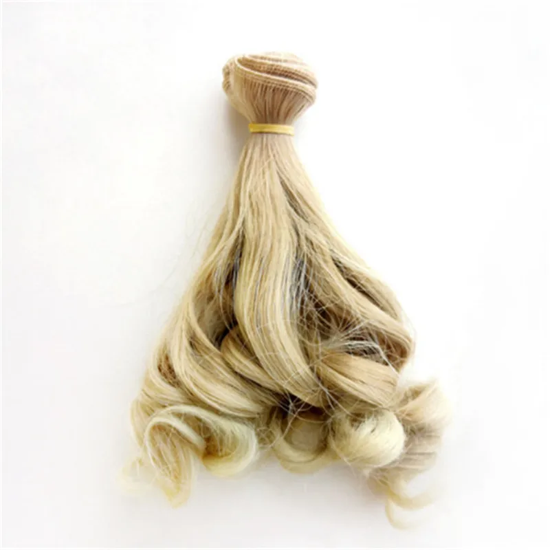 1 шт. 15*100 см градиент/натуральный цвет вьющиеся волосы для наращивания BJD/SD/Blyth/Американский все куклы DIY куклы парики термостойкие провода - Цвет: 02