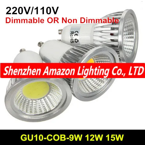 

1pcs New High Power GU10 9W 12W 15W LED COB spotlight lamp bulb warm white/cool white 85-265V CE ROHS
