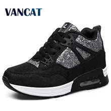 Nuevo 2017 del otoño del resorte botines zapatos de tacones de las mujeres zapatos casuales altura aumento high top zapatos color mezclado Tamaño 35-40