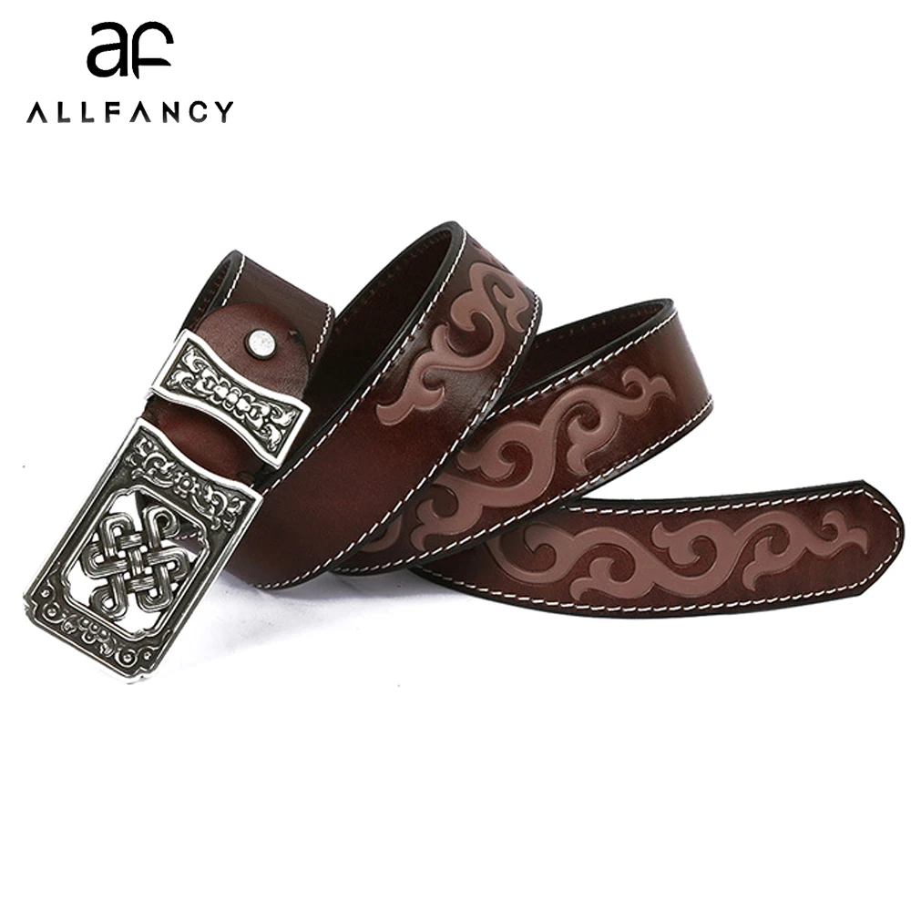 

The first layer of cow leather belt vintage embossed belt 2018 Men's leather belts Top cow genuine cowhide male cowboy belt