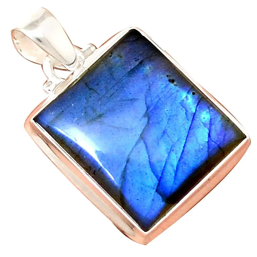 

Nature BLUE FIRE LABRADORITE Pendant 925 Sterling Silver, 38 mm, MHBAP5380