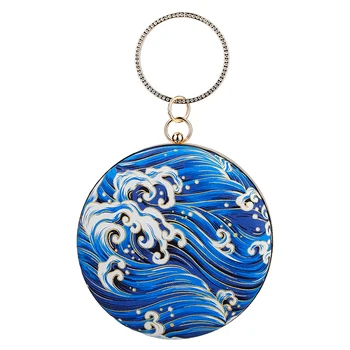 

women bag fashion embroidery evening bags wedding party handbags round handmade diamond cluth purse