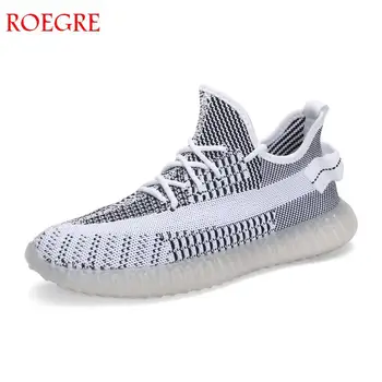 

2019 New Brand Men Casual Shoes Fly woven uppers Lightweight Breathable Flats Men Shoes Loafers Lace- up Men Sneakers Shoes