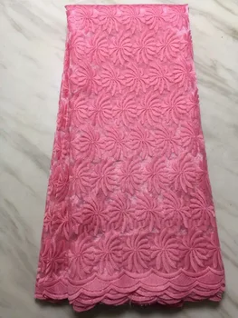 

Peach African Tulle Lace Fabric With 3 D Flowers High Quality Lace Embroidered Net Lace Latest Nigerian Lace Fabrics For Wedding