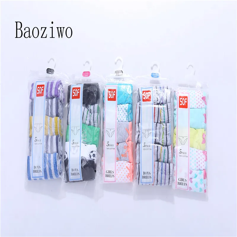 

Baoziwo 5pcs /lot girls boys underwear in girls' panties 100% cotton children brief girls panties kids underwear briefs for boys