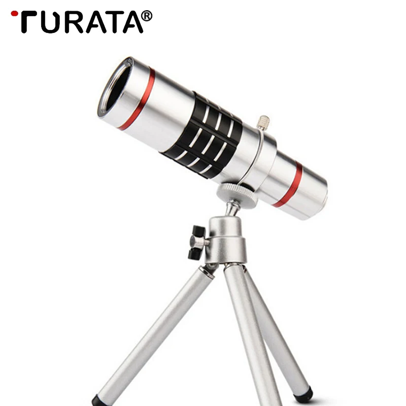 

Turata 18X Telescope Zoom Mobile Phone Lens for iPhone Samsung Smartphones Universal Clip Telefon Camera Lens With Mini Tripod