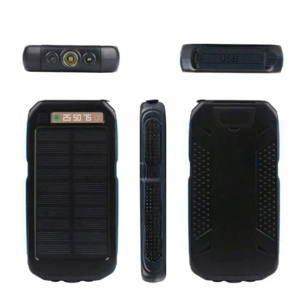 30000 мАч солнечная батарея Внешний аккумулятор внешний аккумулятор 2 USB ЖК-дисплей внешний аккумулятор портативный мобильный телефон зарядное устройство Внешний аккумулятор