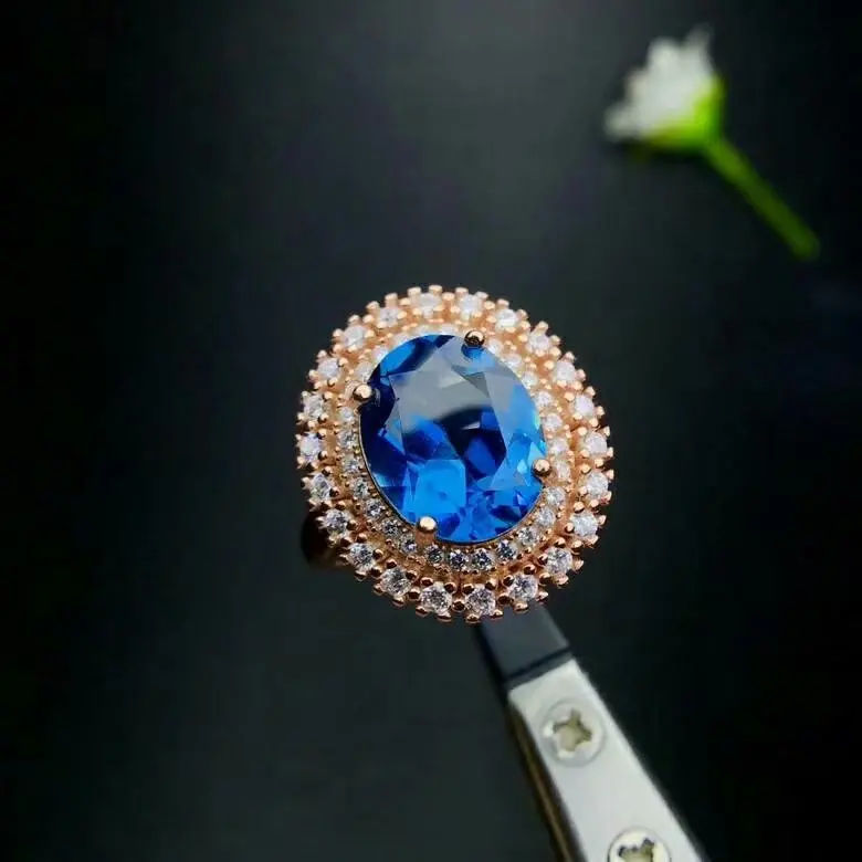 

shilovem 925 silver sterling rings natural topaz open trendy fine Jewelry 8*10mm anniversary 2018 new wholesale lp081001agb