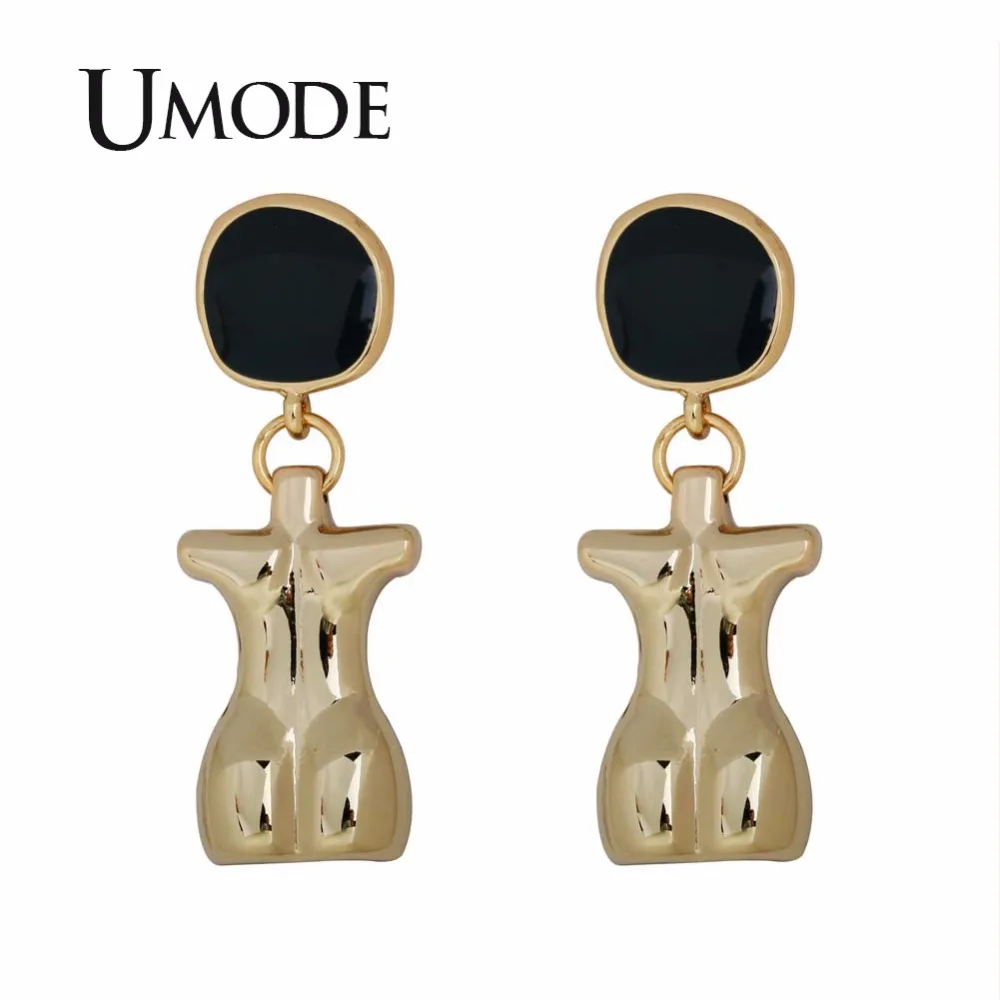 

UMODE Personality Enamel Geometric Dangle Earrings Human Body Model Fashion Jewelry Female Drop Earrings UE0427