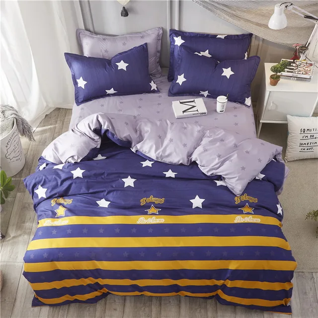 Ab Side Bedding Sets Yellow And White Stars Luxury King Queen Full