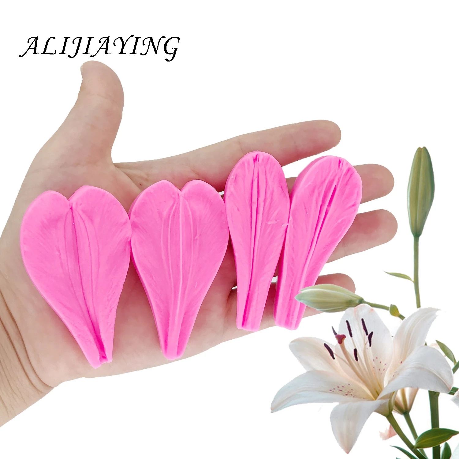 

4pc/set DIY Lily petals silicone mold flower cake fondant cake decorating tool polymer clay resin mold D1390