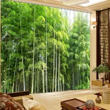 Высокое качество на заказ 3d занавеска Ткань 3D занавеска роскошный затемненный оконный занавес гостиная зеленый бамбуковые шторы