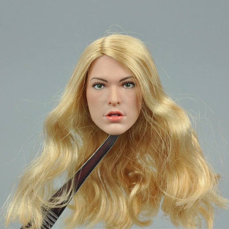 

Europe Beautiful Girl Head Sculpts Model 1/6 Scale Female Blong Long Hair Head Craving Model F 12" Female Action Figure Toys