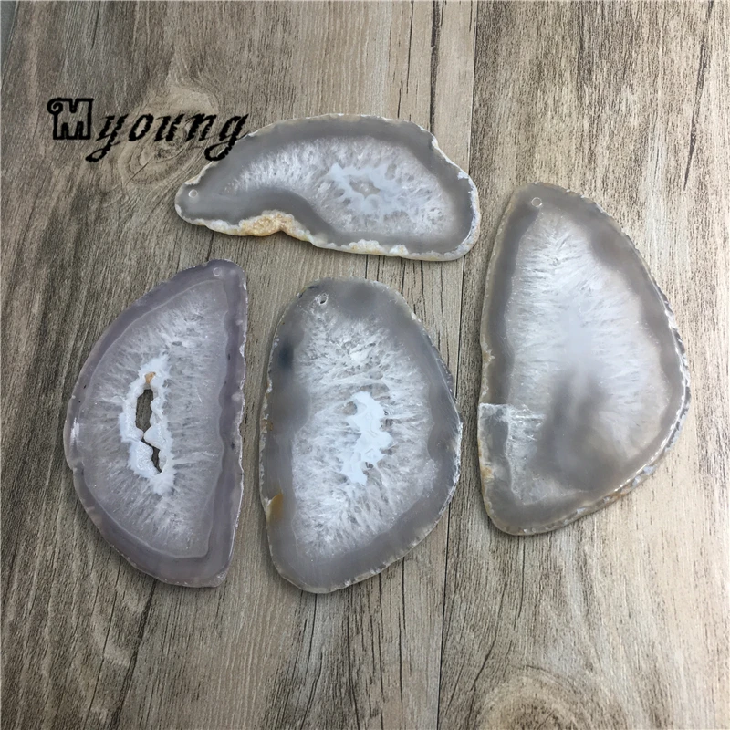 

Large Gray Geode Agates Quartz Druzy Slice Bead Pendant,Raw Agates Drusy Slab Charm For Necklace Jewelry MY1508