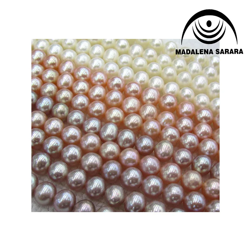 

MADALENA SARARA AA Freshwater Pearl Necklace Strand 7-8mm Pearl Strand DIY Beaded Making Three Colors Options 100% Guarantee