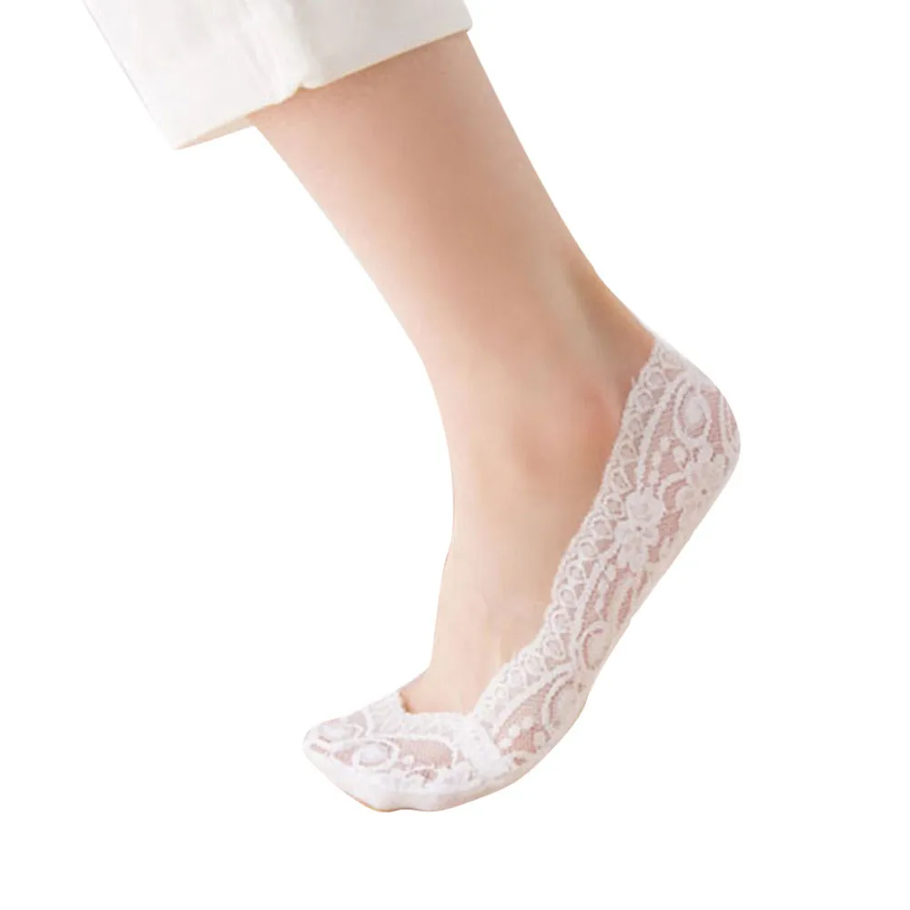 Новые модные женские хлопковые кружевные Нескользящие невидимые короткие носки, короткие носки, T4