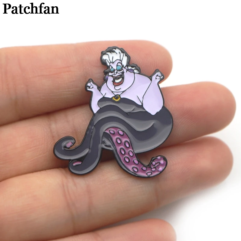 Patchfan Ursula, Мультяшные металлические цинковые эмалированные булавки, трендовая медаль para, рюкзак, рубашка, одежда, сумка, броши, значок для мужчин и женщин, A2164