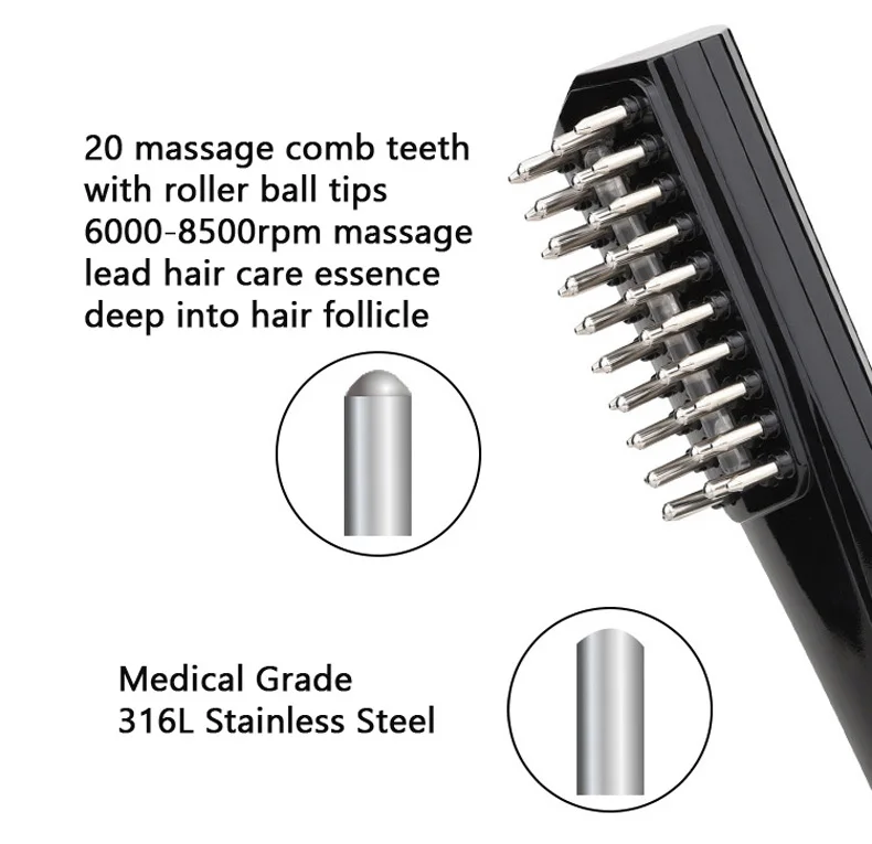 Pente de Massagem Evitar a Perda de Cabelo Promover o Crescimento do Cabelo Elétrica Vibração Massageador Massagem Couro Cabeludo Luz Vermelha Simular Folículo 25 de cabelo promover o crescimento do cabelo