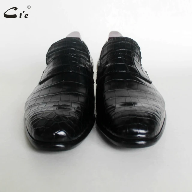 cie round toe penny calf leather embossed crocodile design black light boat shoe handmade blake breathable men leather loafer173