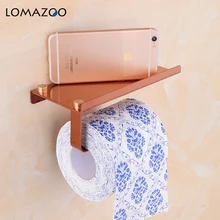 Concise Wall Mount Toilet Paper Holder Bathroom Accessories Rose Fixture Stainless Steel Roll Paper Holders with Phone Shelf