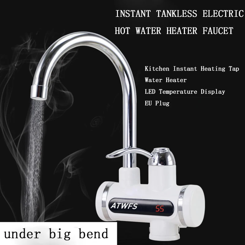 Beste ATWFS Nieuwste Tankless Onmiddellijke Kraan Boiler Instant Boiler Tap Keuken Hot Water Kraan LED Digitale EU Plug