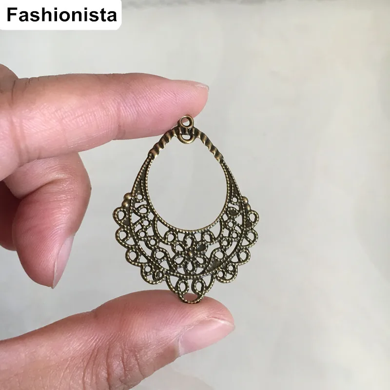 100pcs Iron Filigree Joiners Links Flat Round Metal Charms Crafting 35.5x0.7mm