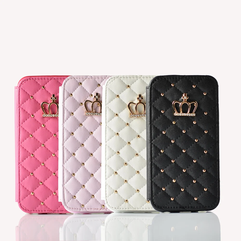 

Diamond Crown Leather Wallet Case For iPhone 6 6s 7 8 Plus X XR XS Max Glitter Queen Style Flip Bag Mobile Phone Cases Cover